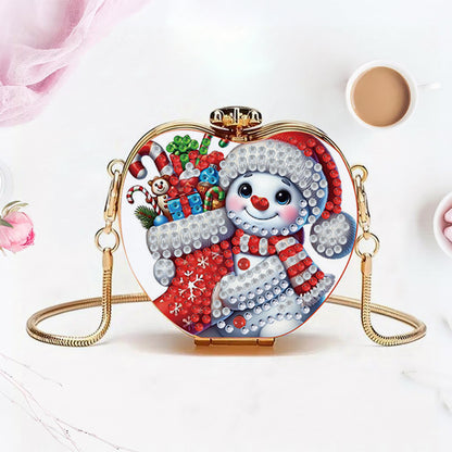 Snowman DIY Acrylic Love Art Diamond Painting Coin Purse with Chain for Women
