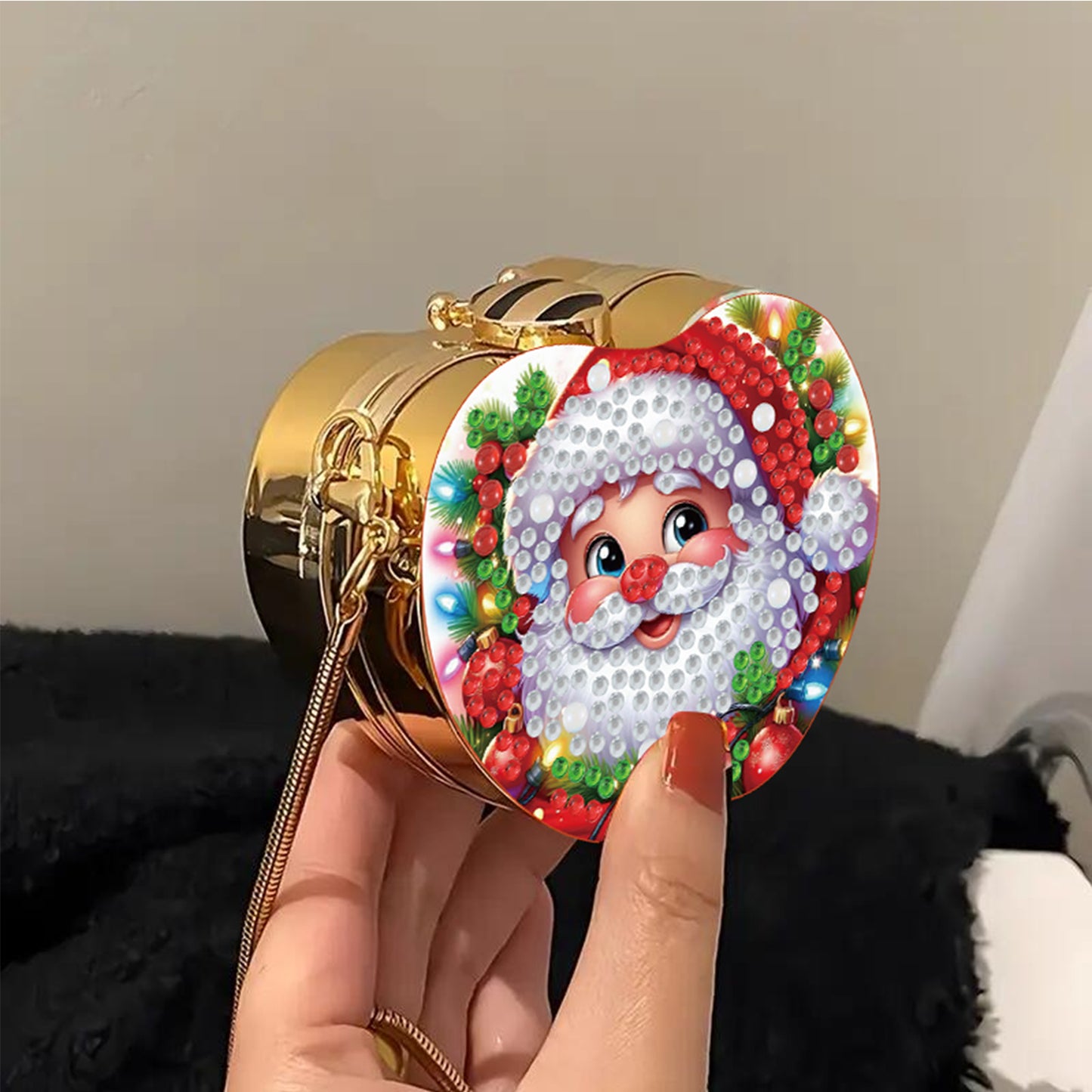 Santa Claus DIY Acrylic Love Art Diamond Painting Coin Purse w/ Chain for Women