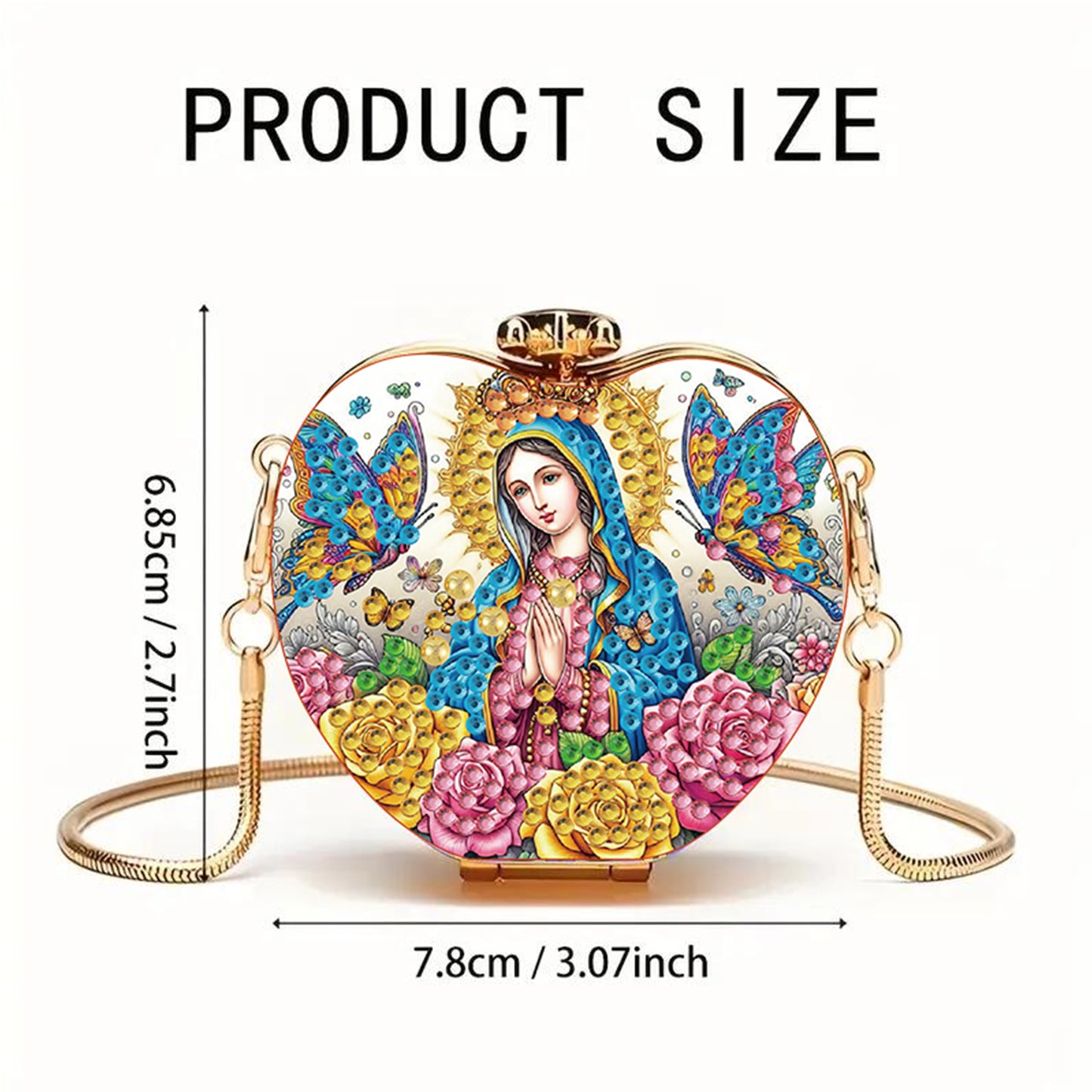 Faith DIY Acrylic Love Art Diamond Painting Coin Purse with Chain for Women Girl