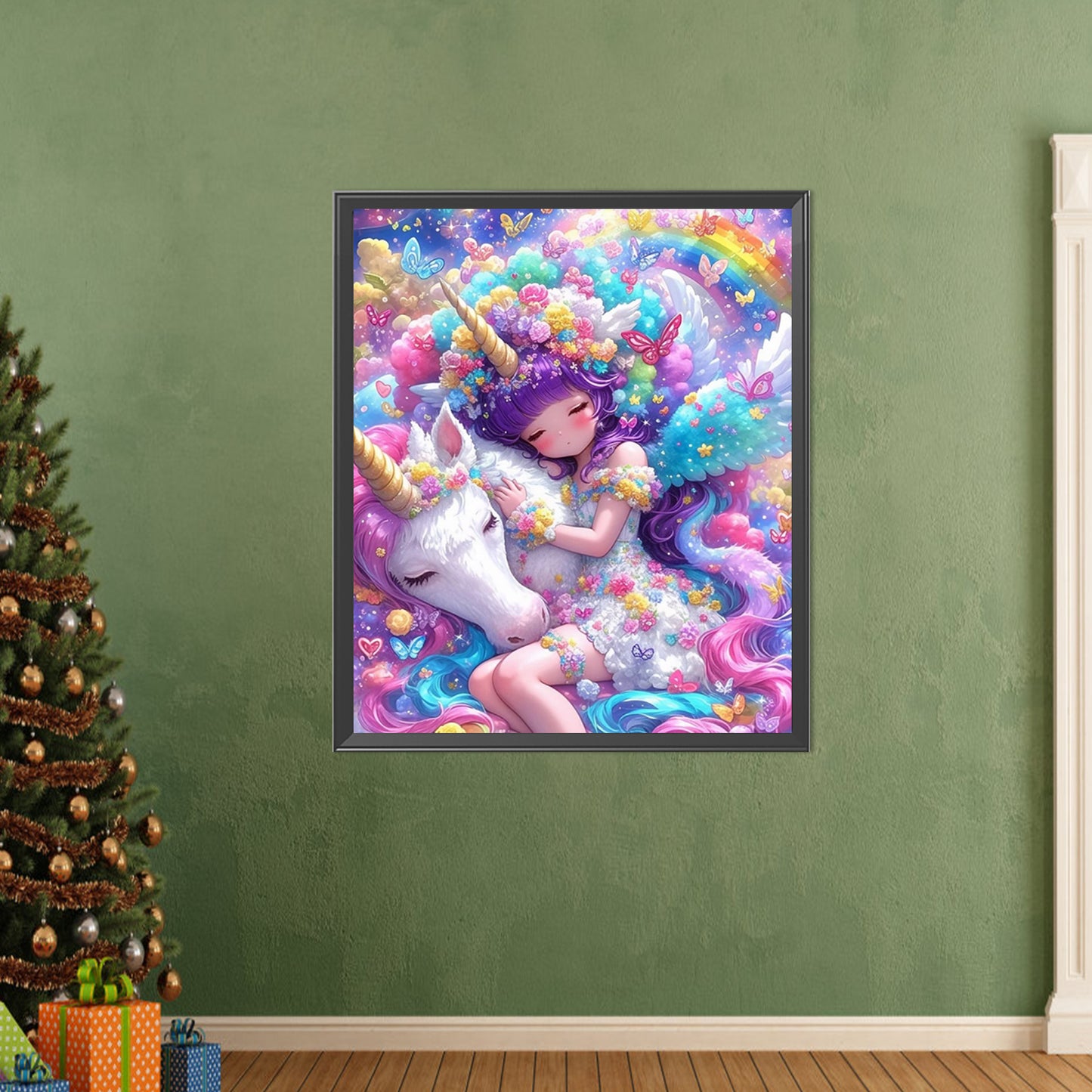 Rainbow Unicorn Girl - Partial AB Round Drill Diamond Painting 50*60CM