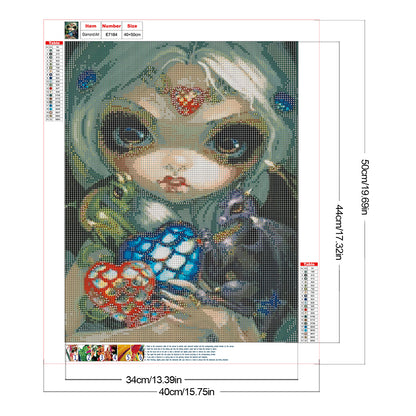 Girl And Dinosaur - Full Round Drill Diamond Painting 40*50CM