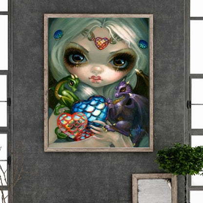 Girl And Dinosaur - Full Round Drill Diamond Painting 40*50CM