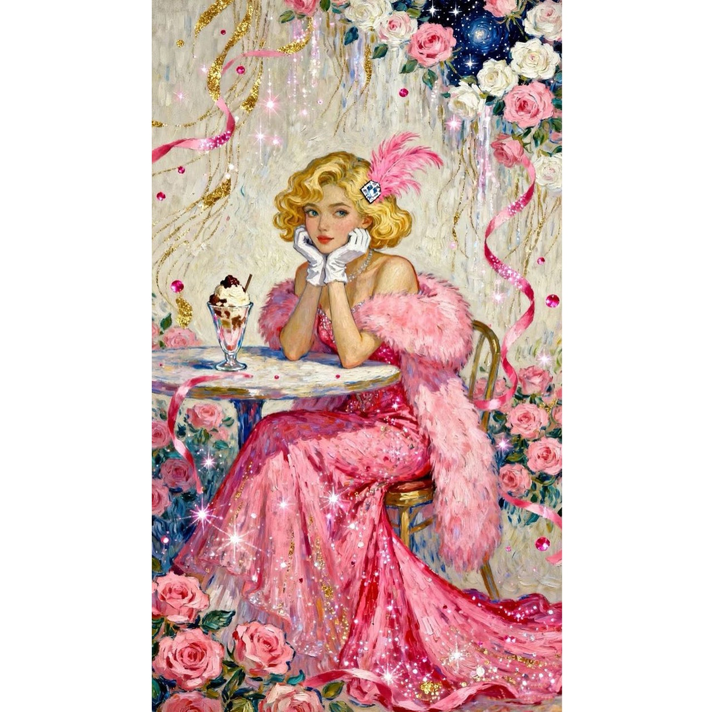 Pink Lady - Full Square Drill Diamond Painting 40*70CM