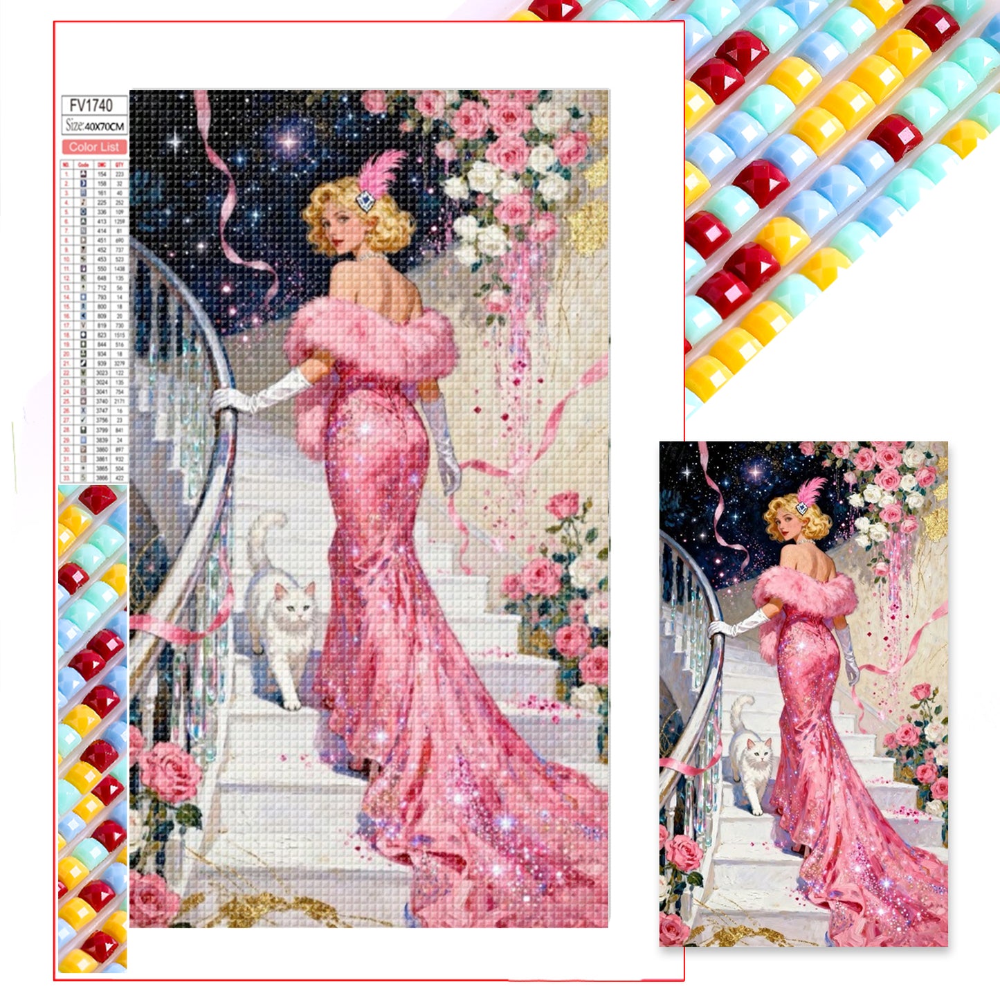 Pink Lady - Full Square Drill Diamond Painting 40*70CM