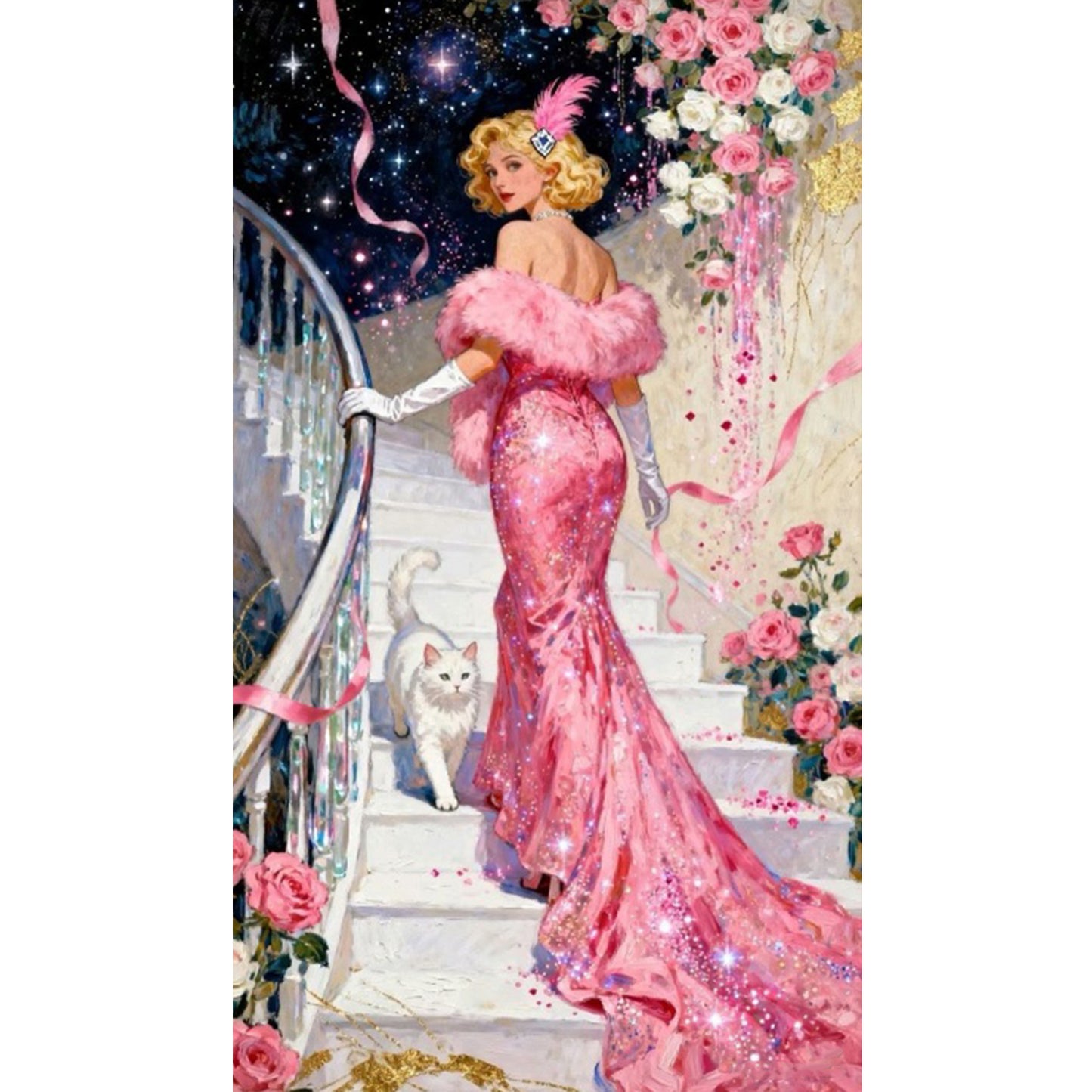 Pink Lady - Full Square Drill Diamond Painting 40*70CM