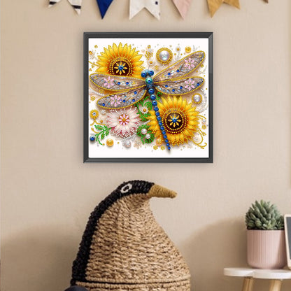 Flower Dragonfly - Special Shaped Drill Diamond Painting 30*30CM