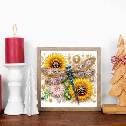 Flower Dragonfly - Special Shaped Drill Diamond Painting 30*30CM