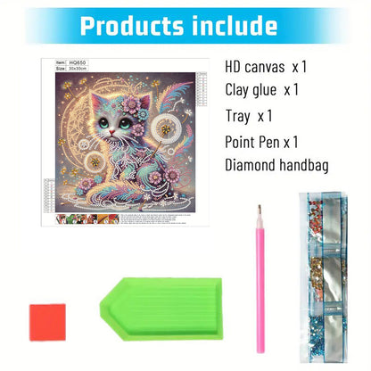 Dandelion Cat - Special Shaped Drill Diamond Painting 30*30CM