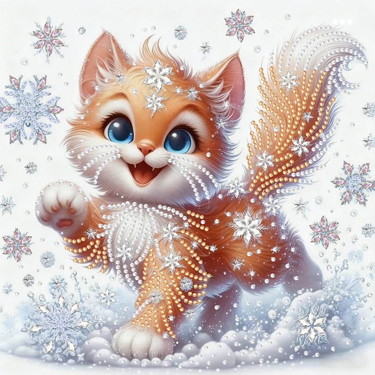 Snowflake Cat - Special Shaped Drill Diamond Painting 30*30CM