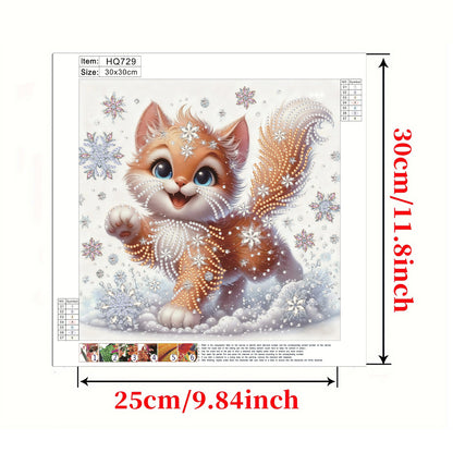 Snowflake Cat - Special Shaped Drill Diamond Painting 30*30CM