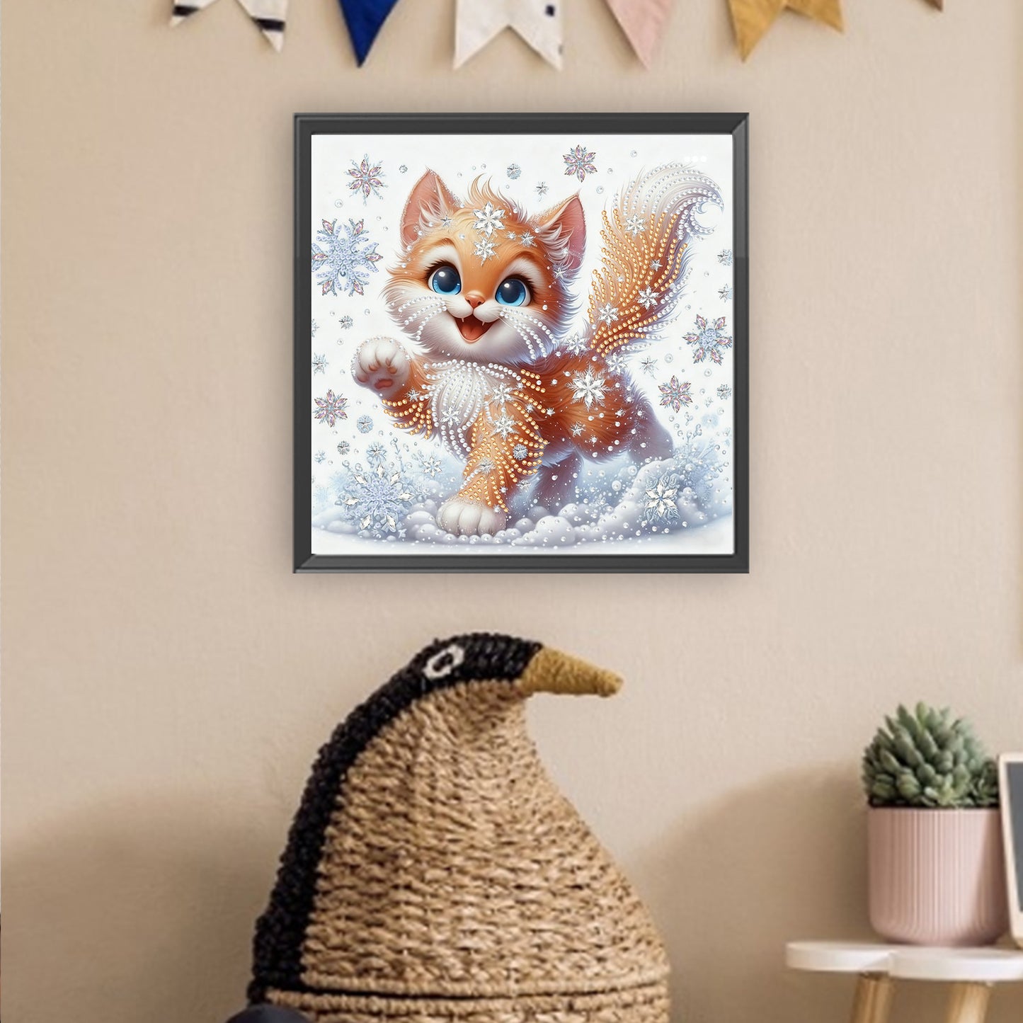 Snowflake Cat - Special Shaped Drill Diamond Painting 30*30CM