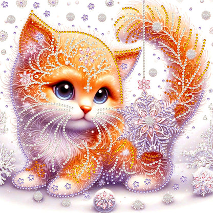 Snowflake Cat - Special Shaped Drill Diamond Painting 30*30CM