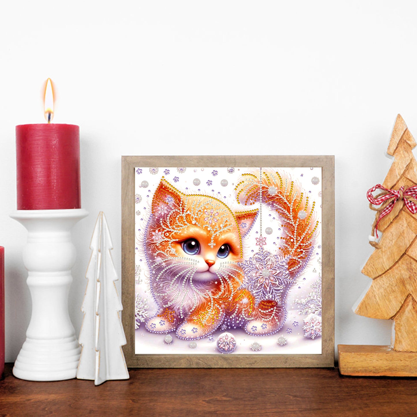 Snowflake Cat - Special Shaped Drill Diamond Painting 30*30CM