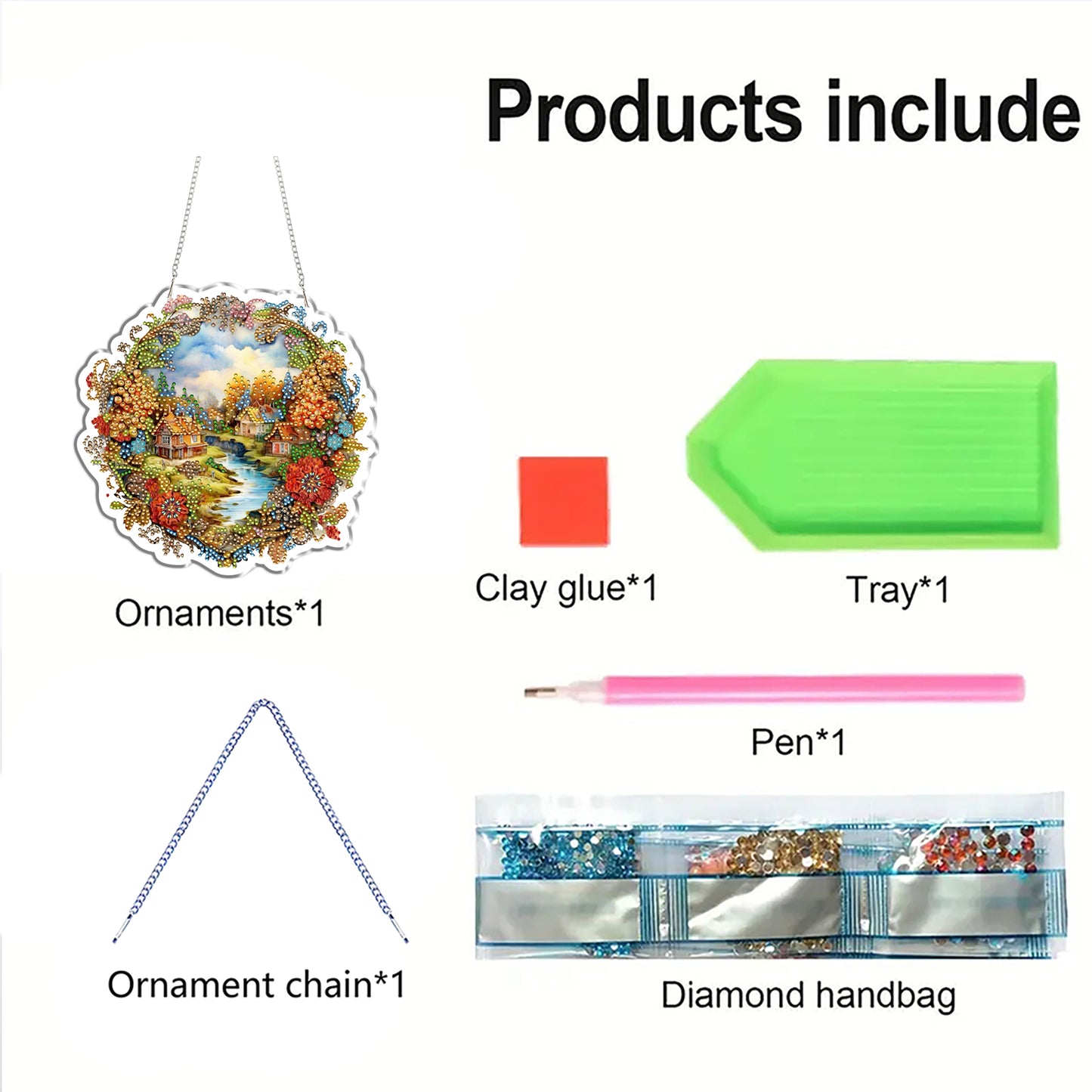 Country Stream 2D Flat DIY Diamond Painting Kits Window Hanging for Home Decor