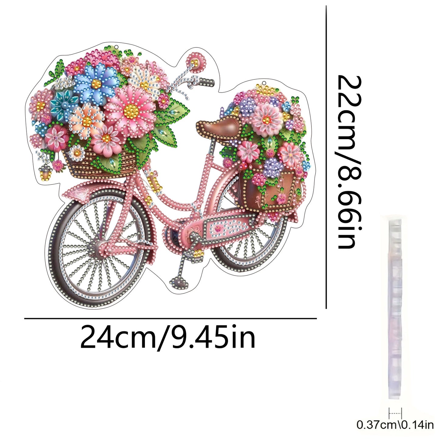 Flower Bicycle 2D Flat DIY Diamond Painting Kits Window Hanging for Home Decor