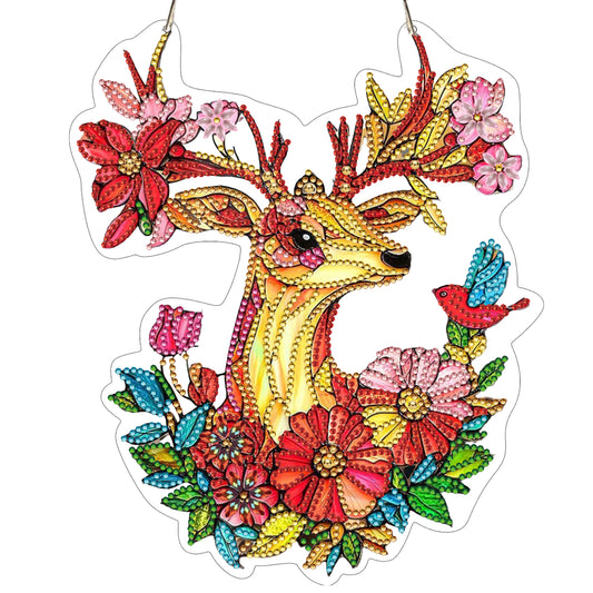 Elk 2D Flat DIY Diamond Painting Kit Window Hanging DIY Home Decor Hanging Charm