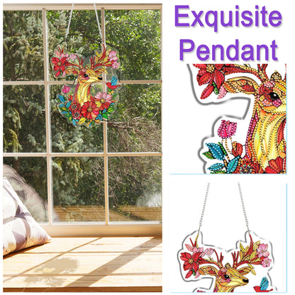 Elk 2D Flat DIY Diamond Painting Kit Window Hanging DIY Home Decor Hanging Charm