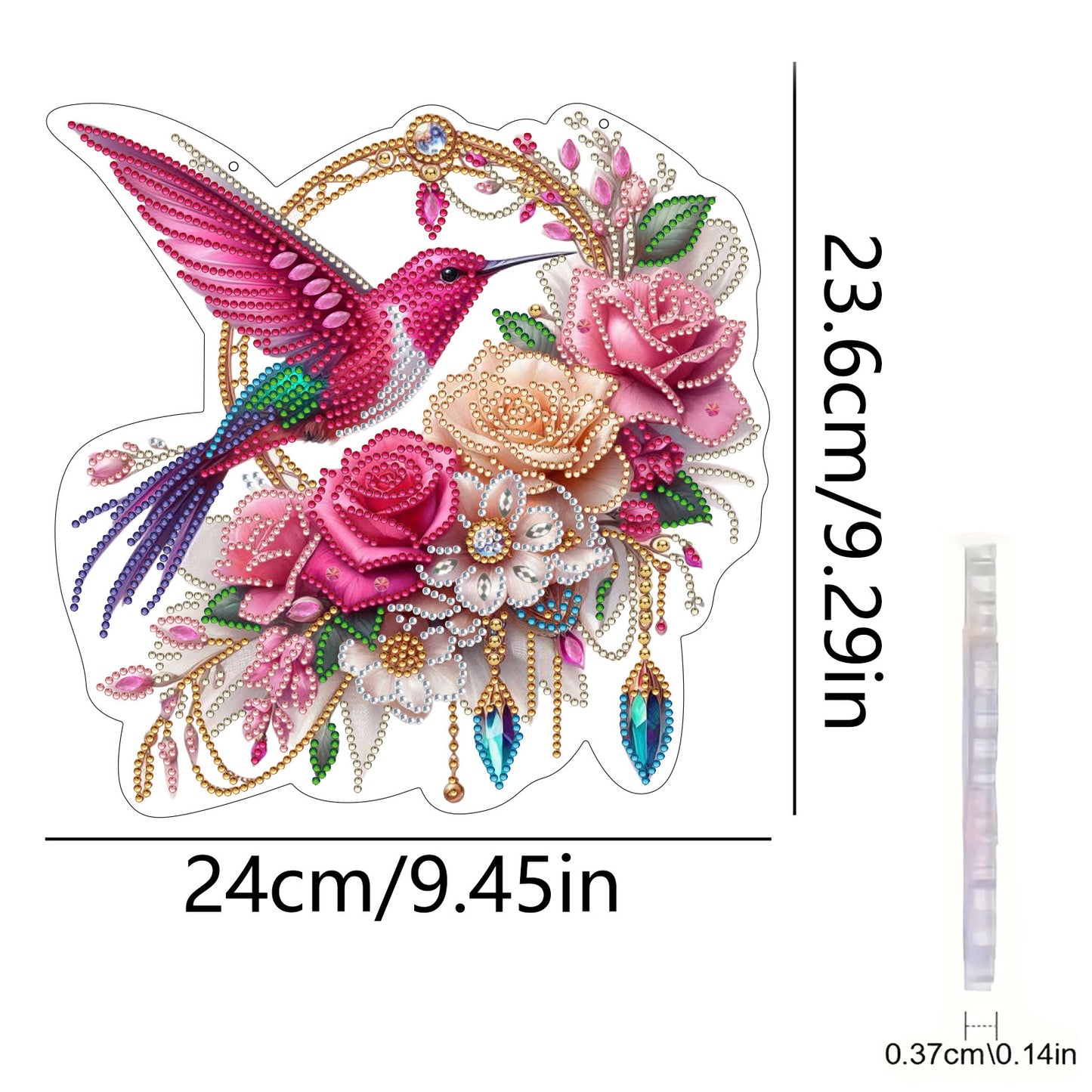 Hummingbird Flowers 2D Flat DIY Diamond Painting Kits Window Hanging Home Decor