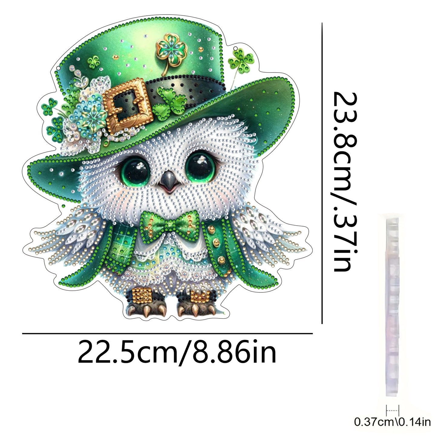 Four-Leaf Clover Owl 2D Flat DIY Diamond Painting Kits Window Hanging Home Decor