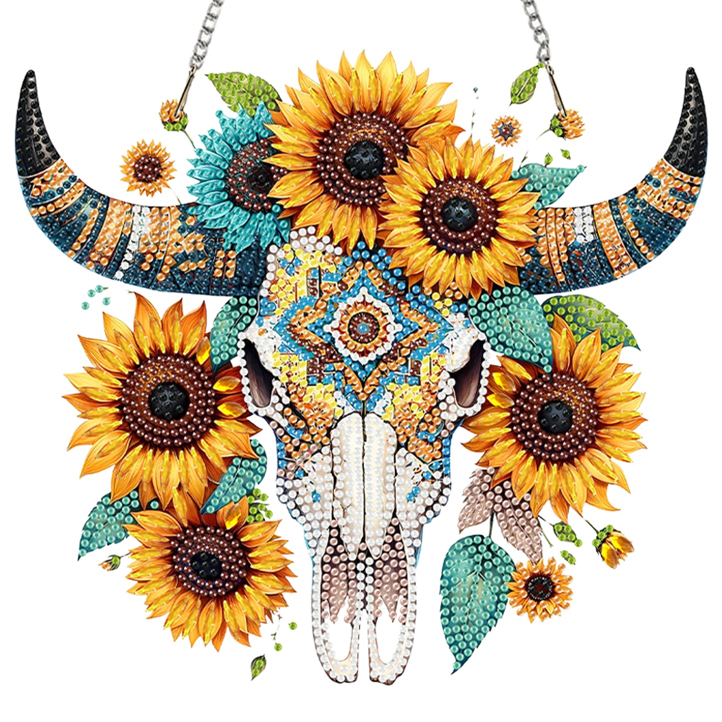 Cow Sunflower 2D Flat DIYAcrylic Diamond Painting Kit Window Hanging Home Decor
