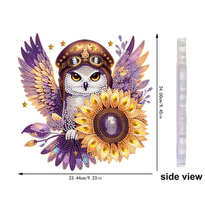 Owl Sunflower 2D Flat DIY Acrylic Diamond Painting Kit Window Hanging Wall Decor