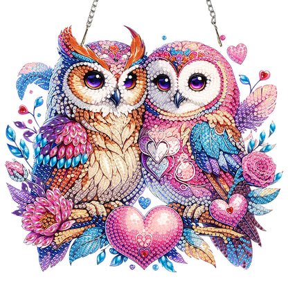 Owl Heart 2D Flat DIY Acrylic Diamond Painting Kits Window Hanging Home Decor