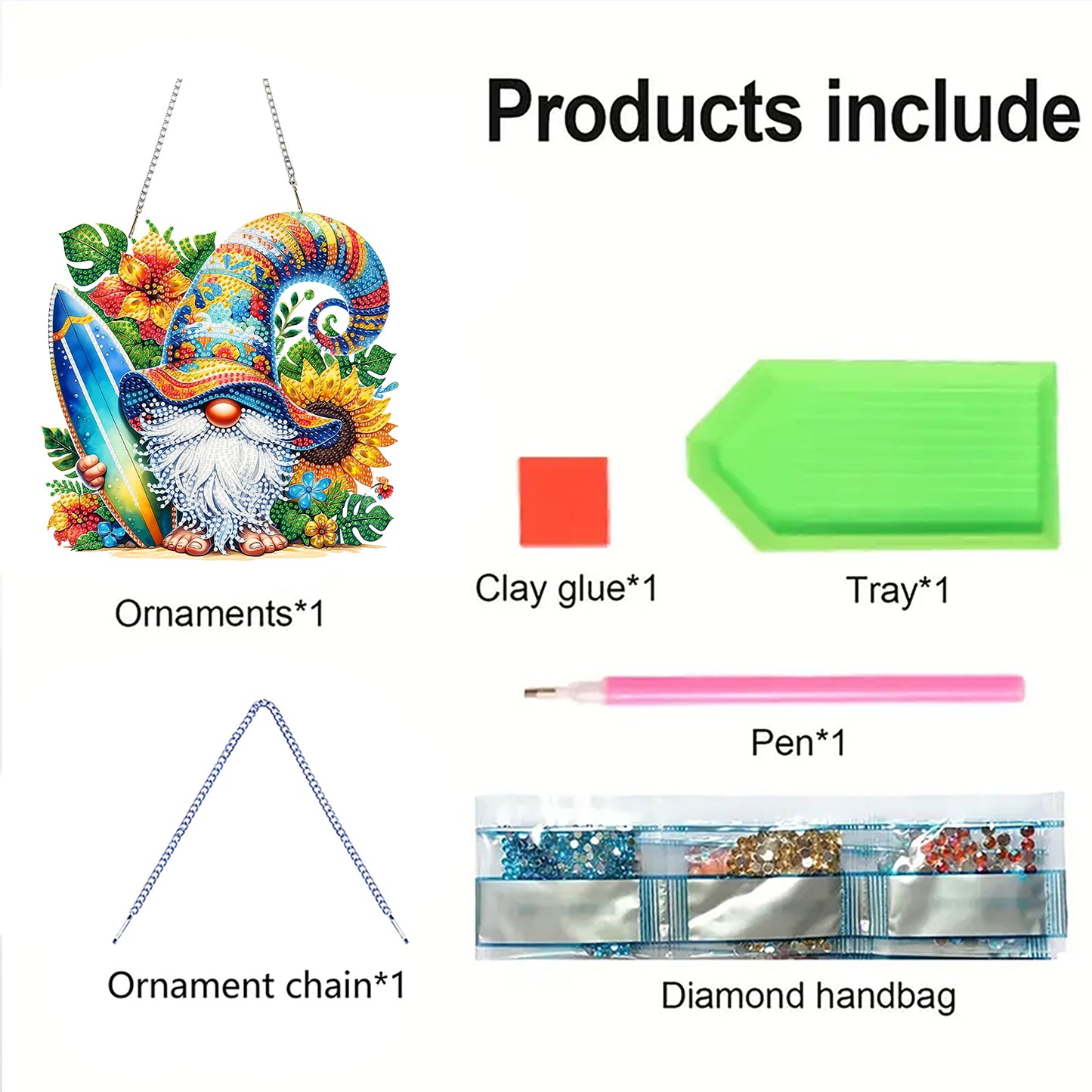 Surfing Goblin 2DFlat DIY Acrylic Diamond Painting Kit Window Hanging Wall Decor