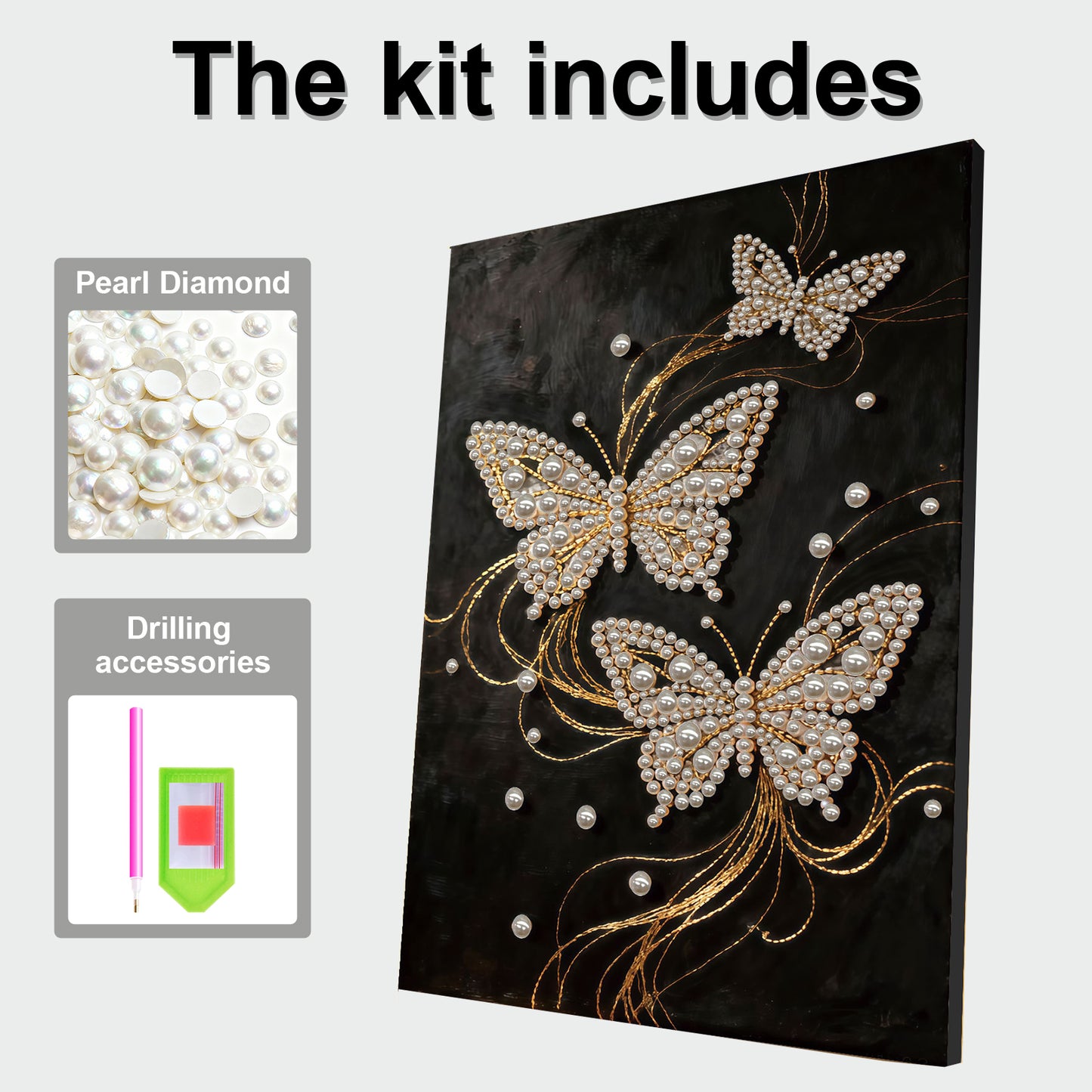 Butterfly - DIY Pearl Gem Art Diamond Painting Kits With Framefor Home Decor -30x40cm