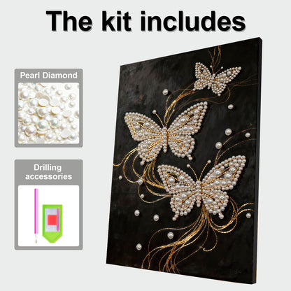 Butterfly - DIY Pearl Gem Art Diamond Painting Kits With Framefor Home Decor -30x40cm