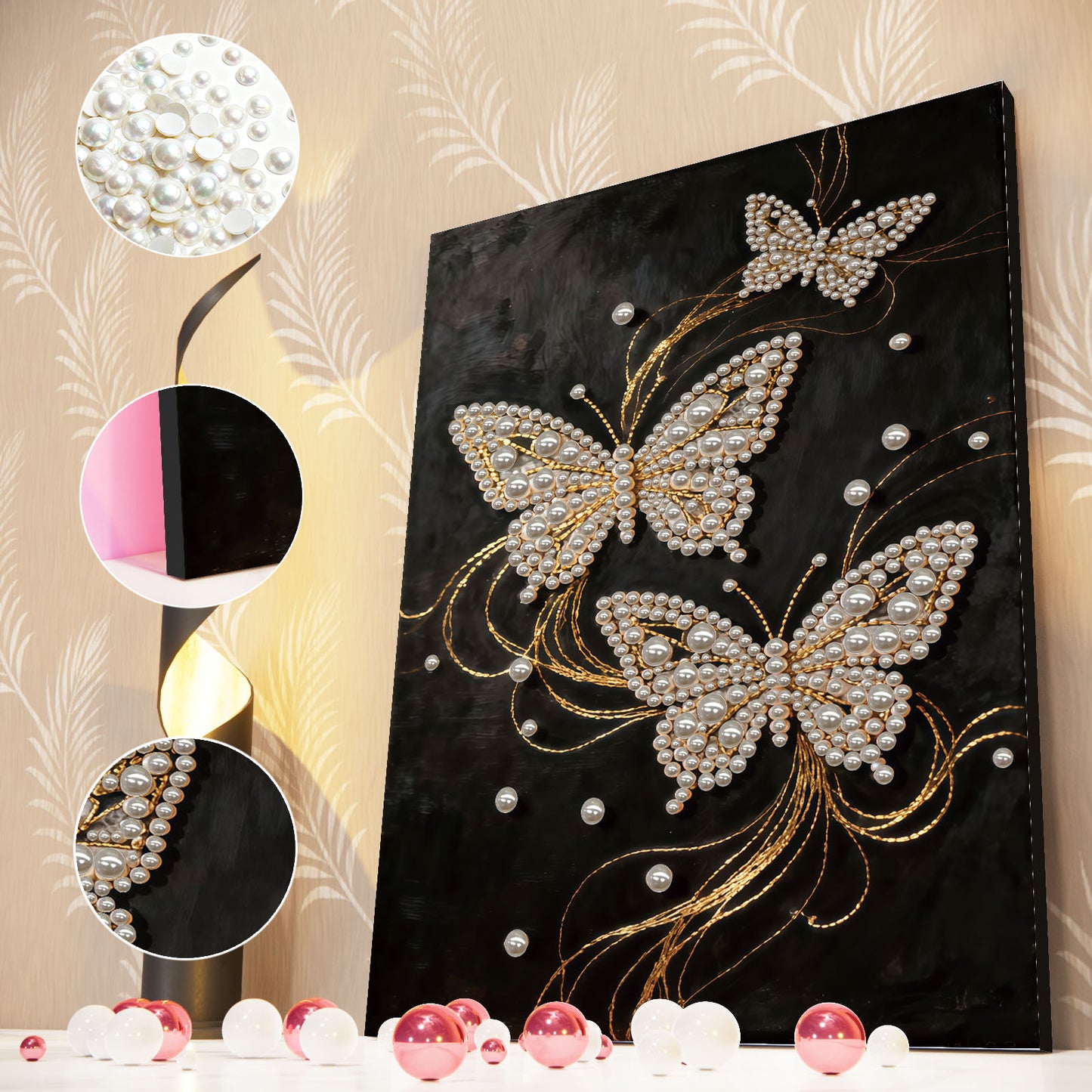Butterfly - DIY Pearl Gem Art Diamond Painting Kits With Framefor Home Decor -30x40cm