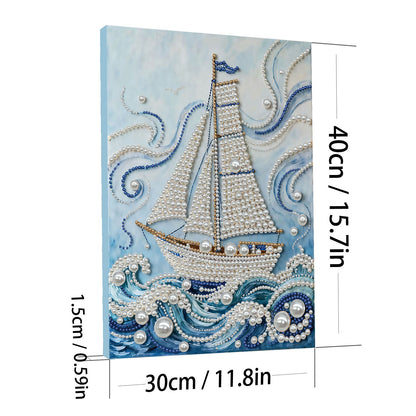 Sailboat - DIY Pearl Gem Art Diamond Painting Kits With Framefor Home Decor -30x40cm