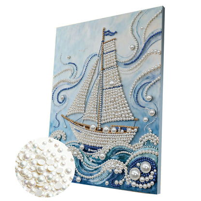 Sailboat - DIY Pearl Gem Art Diamond Painting Kits With Framefor Home Decor -30x40cm