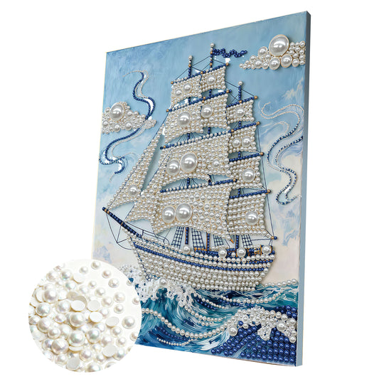 Sailboat - DIY Pearl Gem Art Diamond Painting Kits With Framefor Home Decor -30x40cm