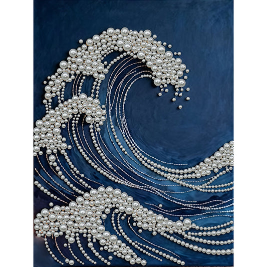 Wave - DIY Pearl Gem Art Diamond Painting Kits With Framefor Home Decor -30x40cm