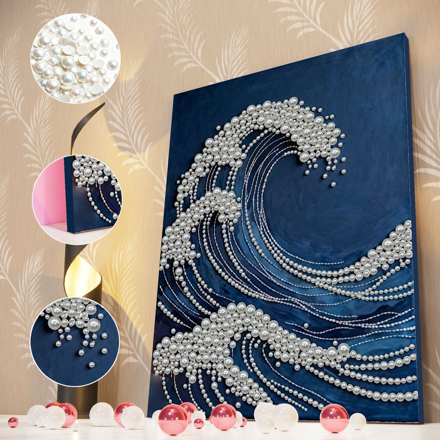 Wave - DIY Pearl Gem Art Diamond Painting Kits With Framefor Home Decor -30x40cm