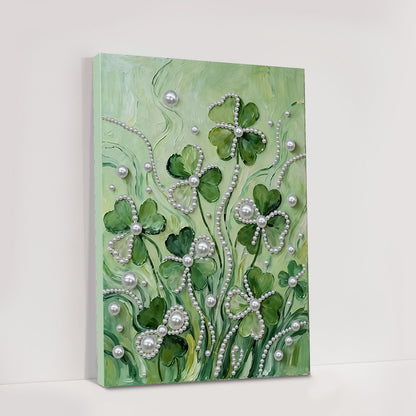 Lucky Four-Leaf Clover - DIY Pearl Gem Art Diamond Painting Kits With Framefor Home Decor -30x40cm
