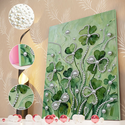 Lucky Four-Leaf Clover - DIY Pearl Gem Art Diamond Painting Kits With Framefor Home Decor -30x40cm