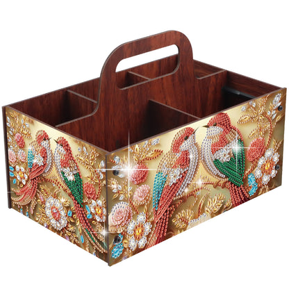 Birds DIY Wooden Diamond Art Painting Storage Box with Handheld for Home Decor