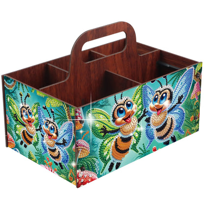 Bee DIY Wooden Diamond Art Painting Storage Box with Handheld Home Decor