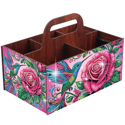 Rose DIY Wooden Diamond Art Painting Storage Box with Handheld Home Decor