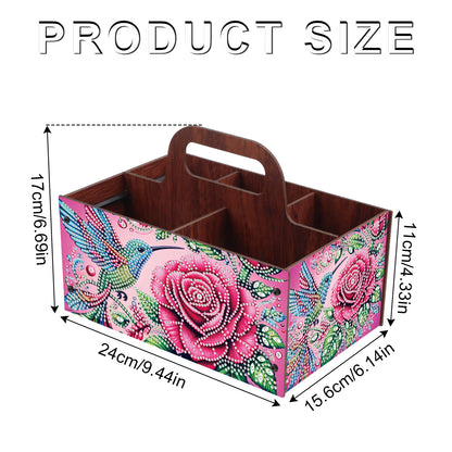 Rose DIY Wooden Diamond Art Painting Storage Box with Handheld Home Decor