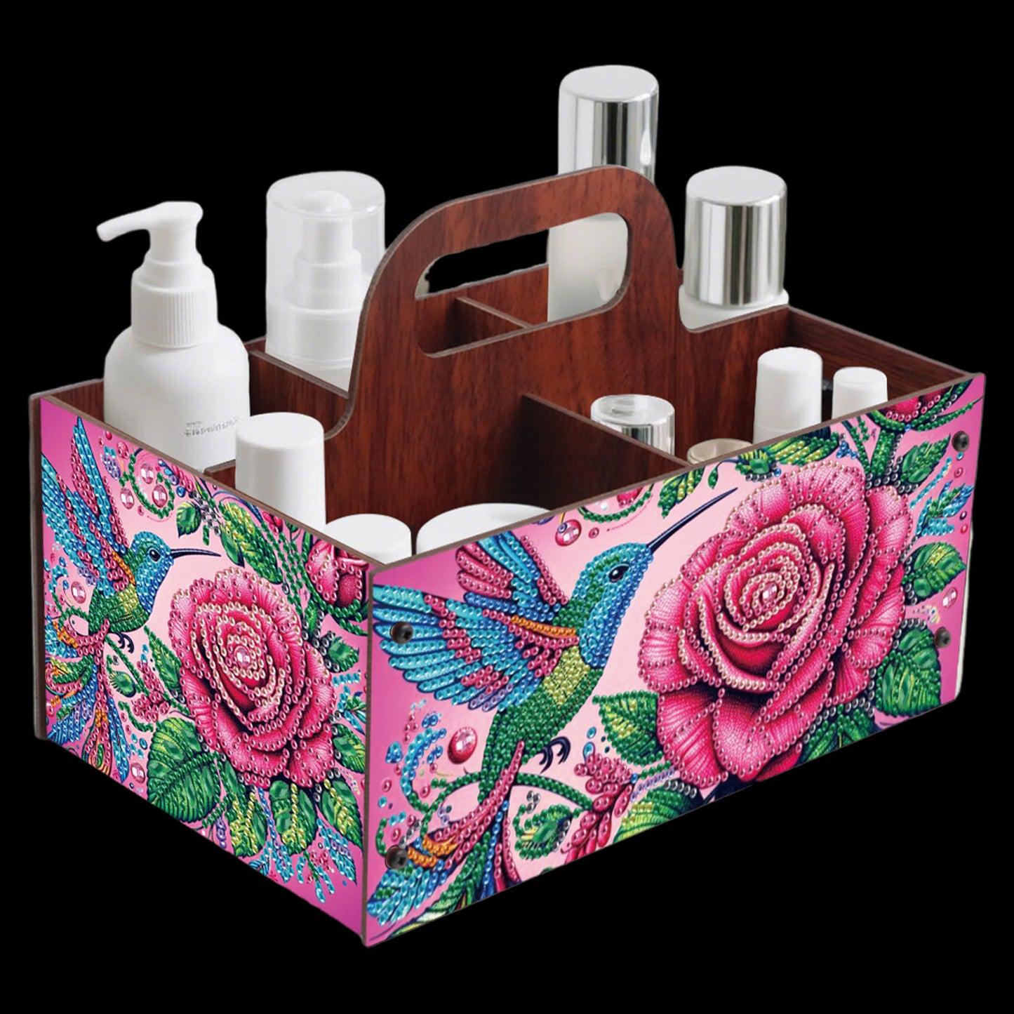 Rose DIY Wooden Diamond Art Painting Storage Box with Handheld Home Decor