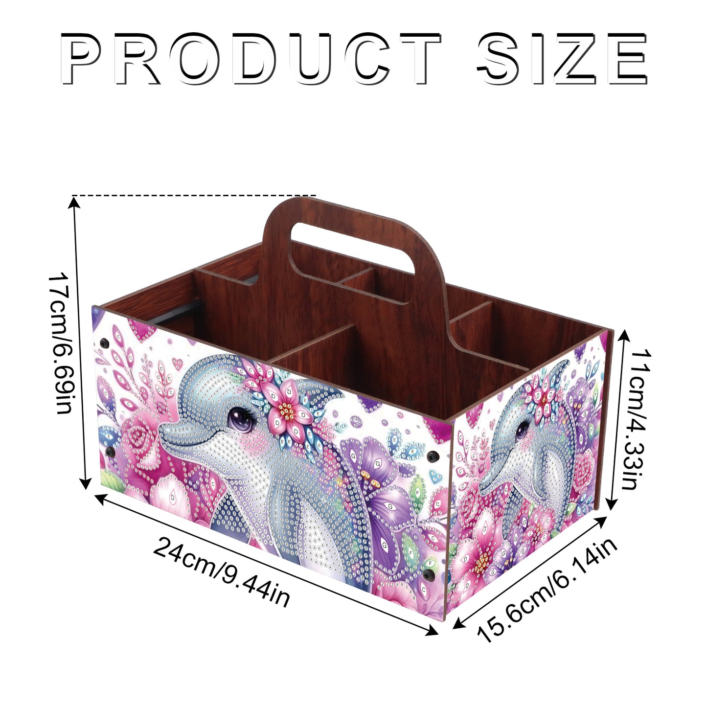 Dolphin DIY Wooden Diamond Art Painting Storage Box with Handheld Home Decor