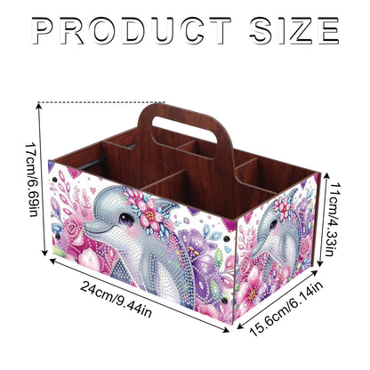 Dolphin DIY Wooden Diamond Art Painting Storage Box with Handheld Home Decor