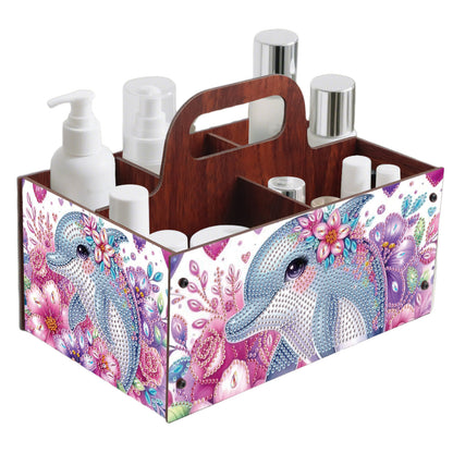 Dolphin DIY Wooden Diamond Art Painting Storage Box with Handheld Home Decor