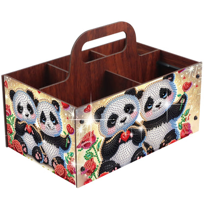 Panda DIY Wooden Diamond Art Painting Storage Box with Handheld Home Decor