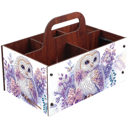 Purple Owl DIY Wooden Diamond Art Painting Storage Box with Handheld Home Decor