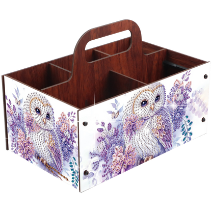 Purple Owl DIY Wooden Diamond Art Painting Storage Box with Handheld Home Decor