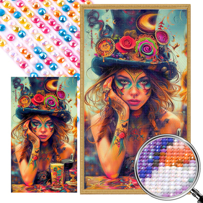 Tattooed Beauty - Partial AB Round Drill Diamond Painting 40*70CM