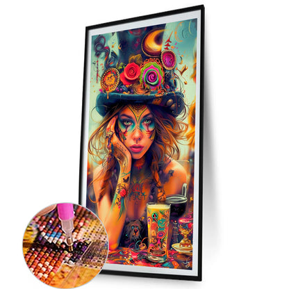 Tattooed Beauty - Partial AB Round Drill Diamond Painting 40*70CM